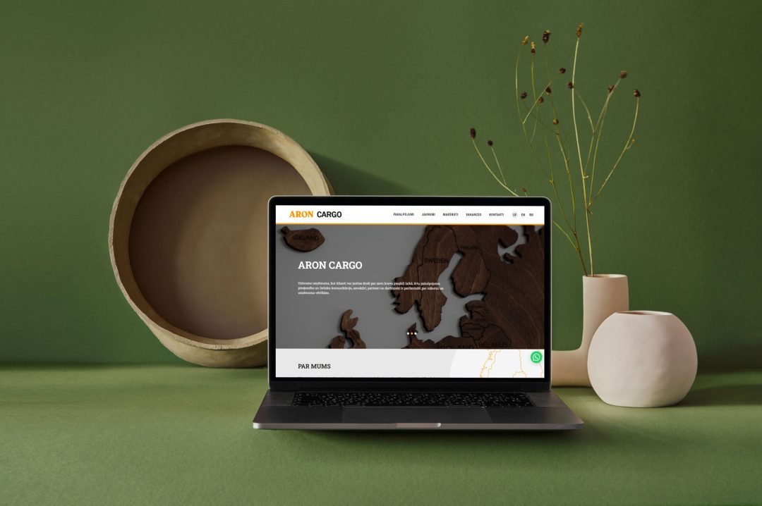 Desktop Mockup Aron Cargo Parvadajumi Skandinavija Majaslapas Izveide Homepage Bizness