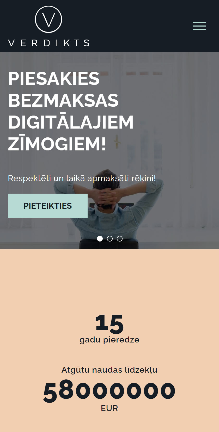 Mobile Screen Header Verdikts Pakalpojumi Ekomrcijas Biznesa Majaslapa Ecommerce Homepage