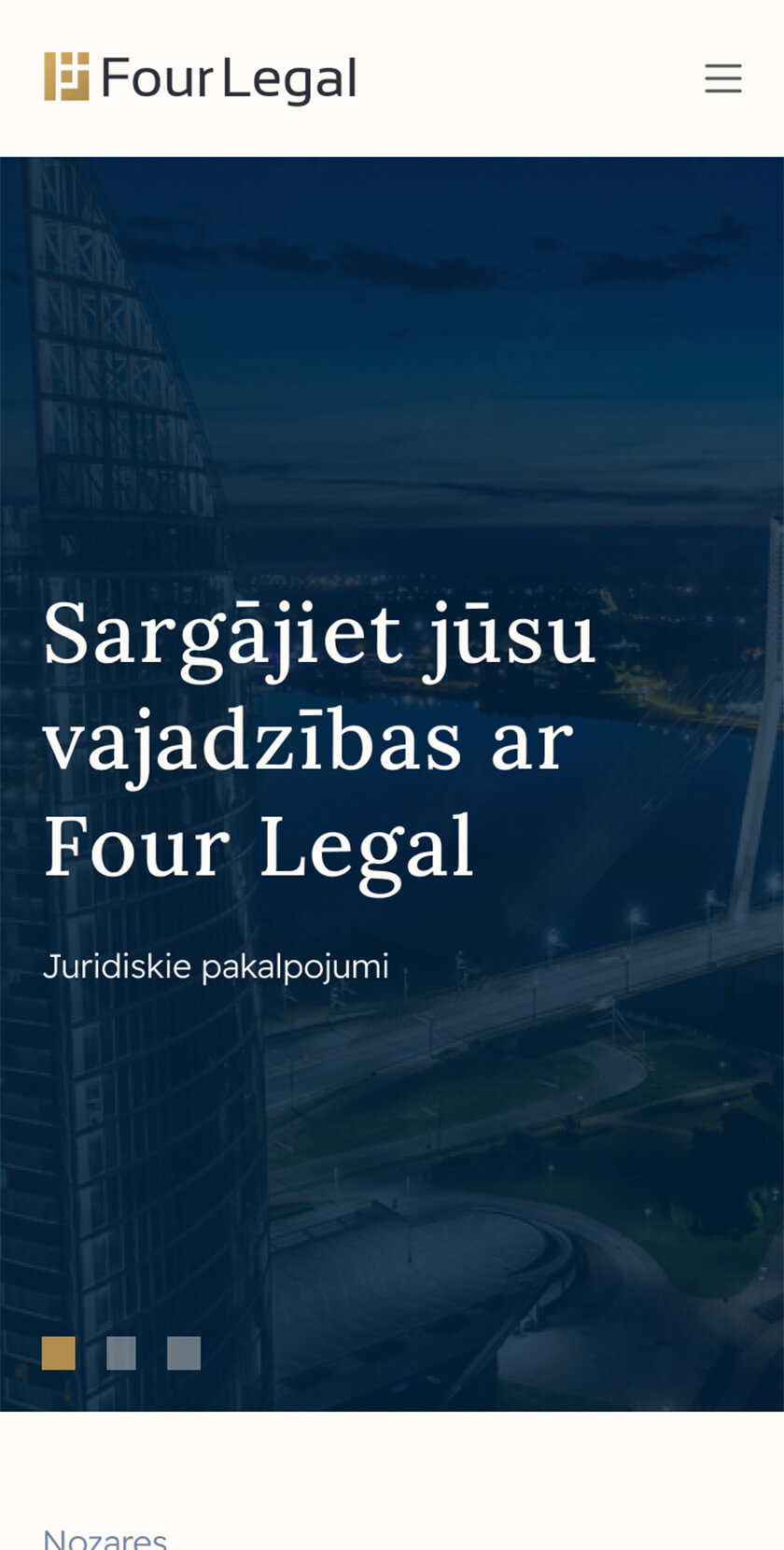 Mobile Screen Header Four Legal Juridiskie Pakalpojumi Majaslapas Izveide Homepage